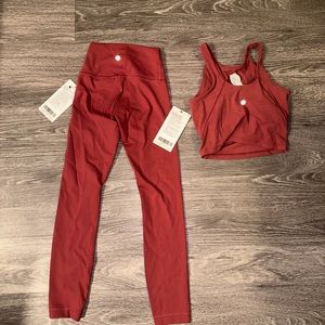 Lulu lemon - Orange Theory - Wine Color Bra & Leggings Set